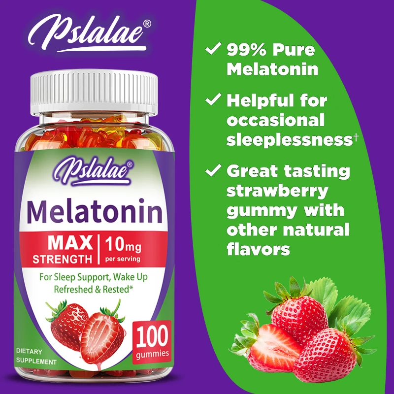 Melatonin Gummy Supplement, Sleep Aid, Strawberry Flavor, 60 Gummies for Adults