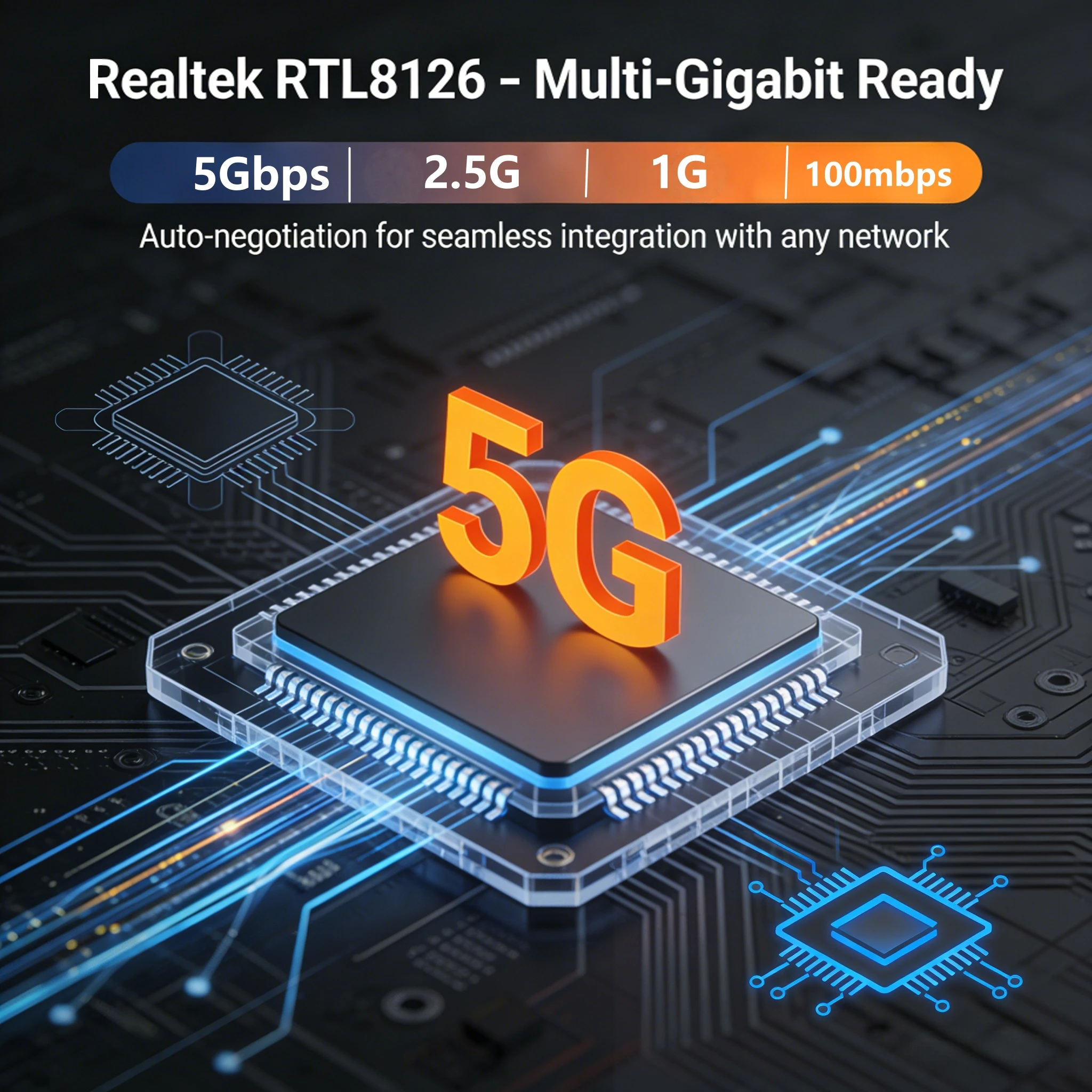 Upgrade Your Home Lab! 5G PCIe NIC,Network Card Realtek RTL8126, 5X Fast Ethernet Adapter for PC Gaming NAS Windows Linux