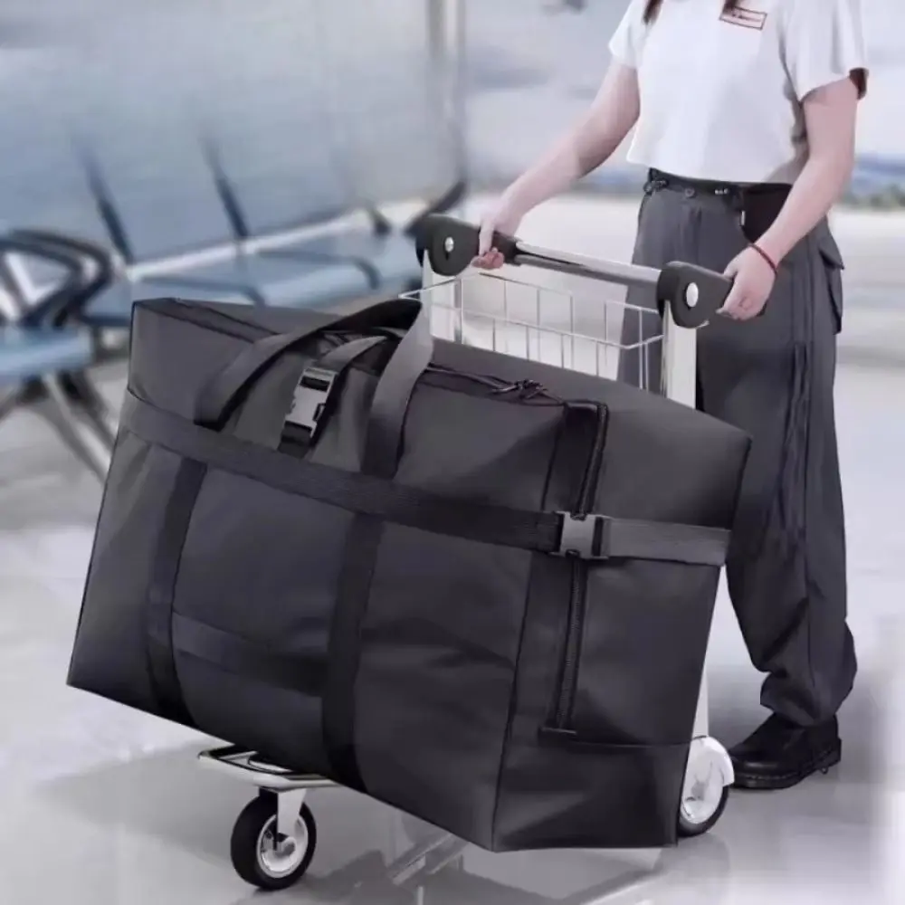 

Trendy Large Capacity Travel Duffle Bag Waterproof Oxford Travel Luggage Bag Sports Handheld Folding Messenger Bag Men