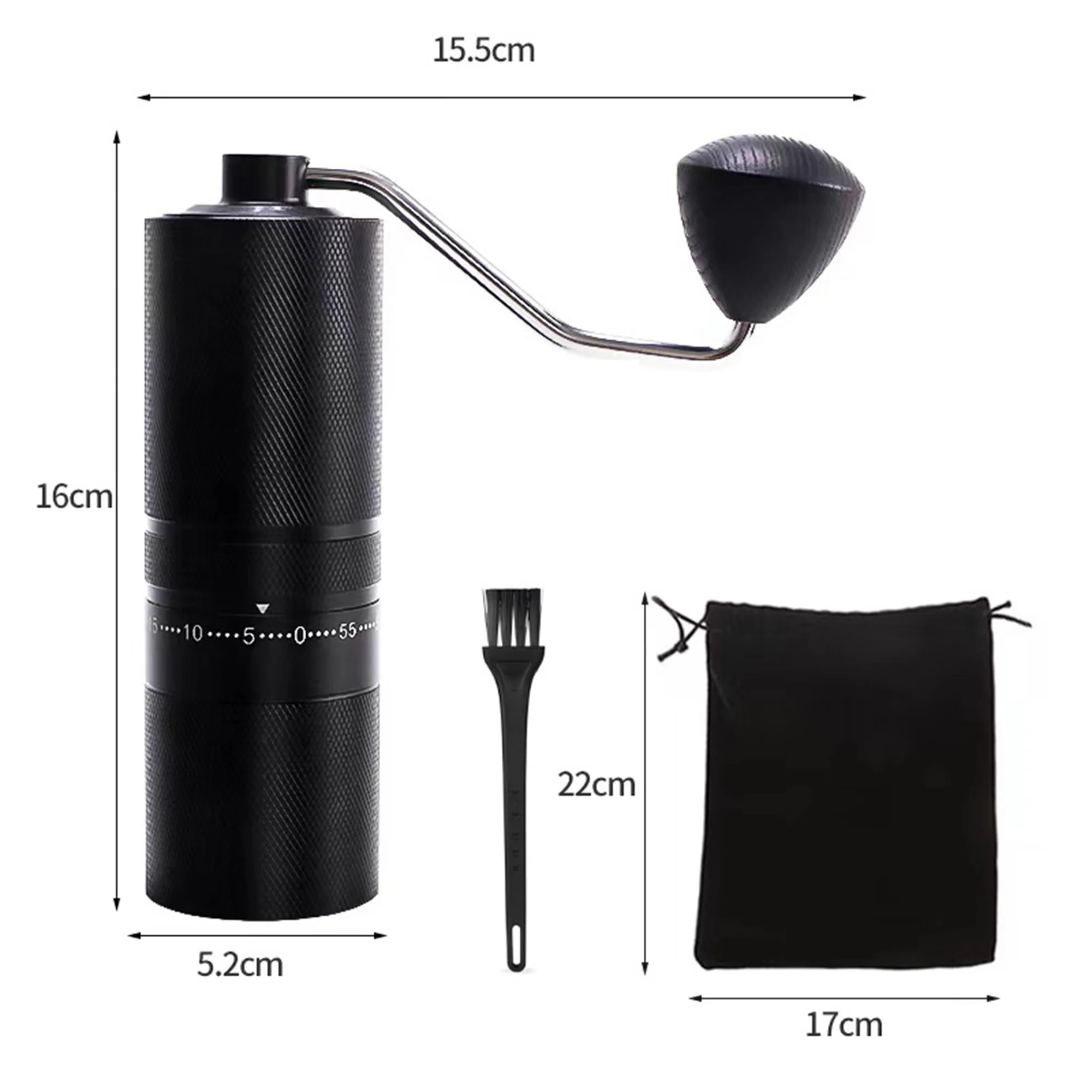 Portable Hand Coffee Bean Grinder with 60 Adjustable Settings 7-Axis SUS420 Stainless Steel Burrs Labor-Saving Crank Handle