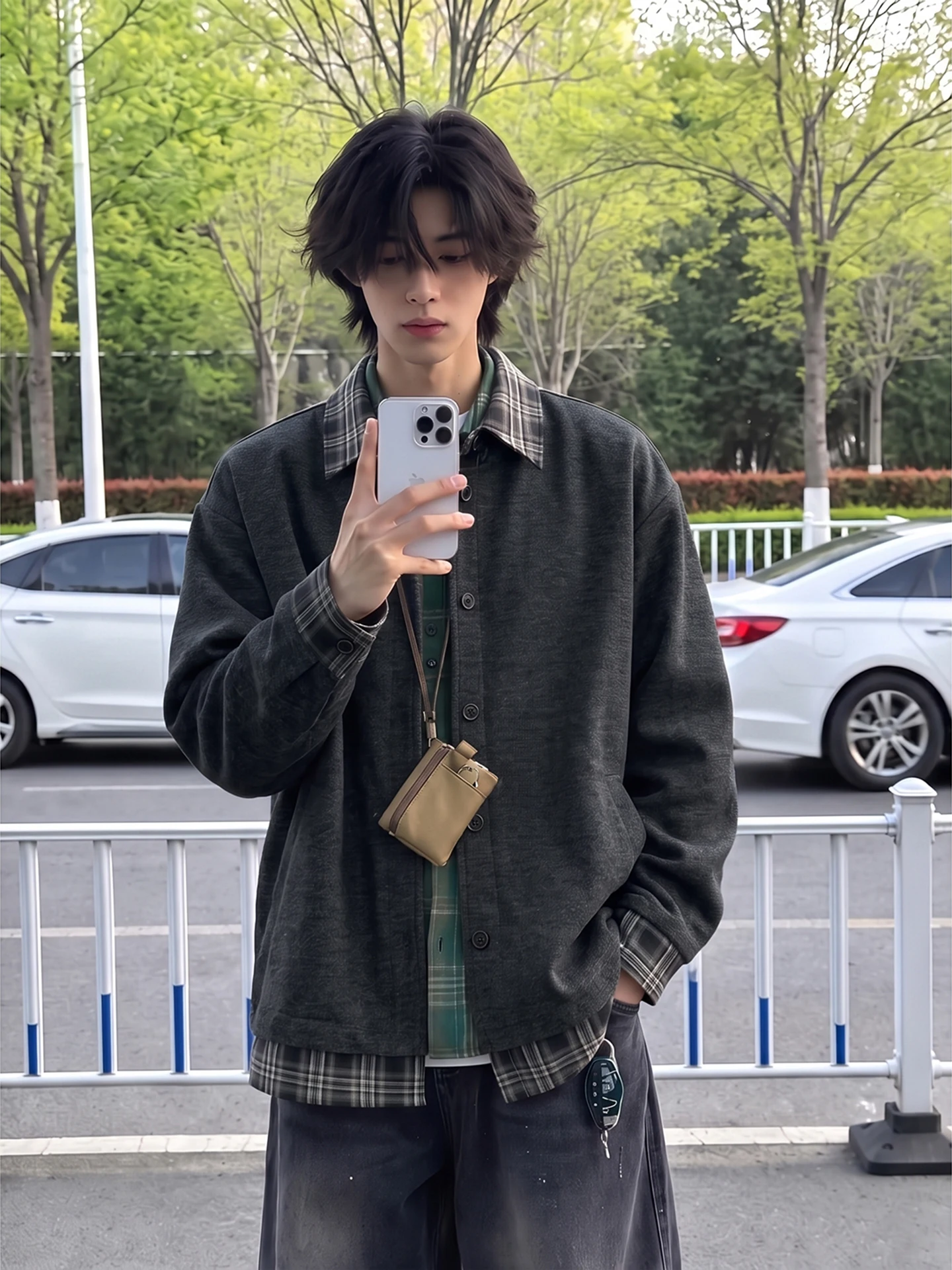 Loose Fit Plaid Patchwork Knitted Jacket Men's Style Autumn Leisure Vintage Wind Outerwear Casual Top Quality Material