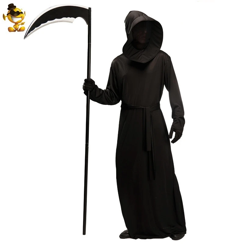 2024 New Black Devil Halloween Costume Ghost Festival For Men Sickle Monster Cosplay Suit Death Stage Performance Costume Gifts