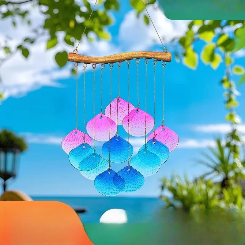 Handmade stained glass fish wind chimes indoor and outdoor pendants window sill backyard garden ornament