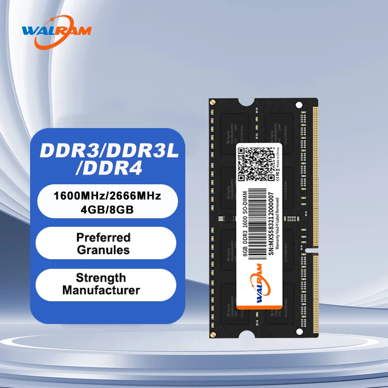 Memoria RAM WALRAM DDR4 8GB 2666MHz 3200MHz, Memoria Interna para Portátil, DDR3L 1600MHz, DDR3 4GB 1.5V 1.35V 1.2V, Sodimm RAM para Notebook