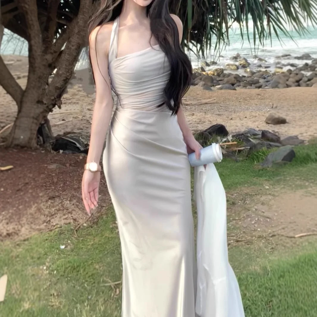 تصميم صيفي جديد من الساتان Finet Dr Slimming الخصر عالي الخصر التفاف حول التنورة قماش محبوك لا Sve Ne معلق