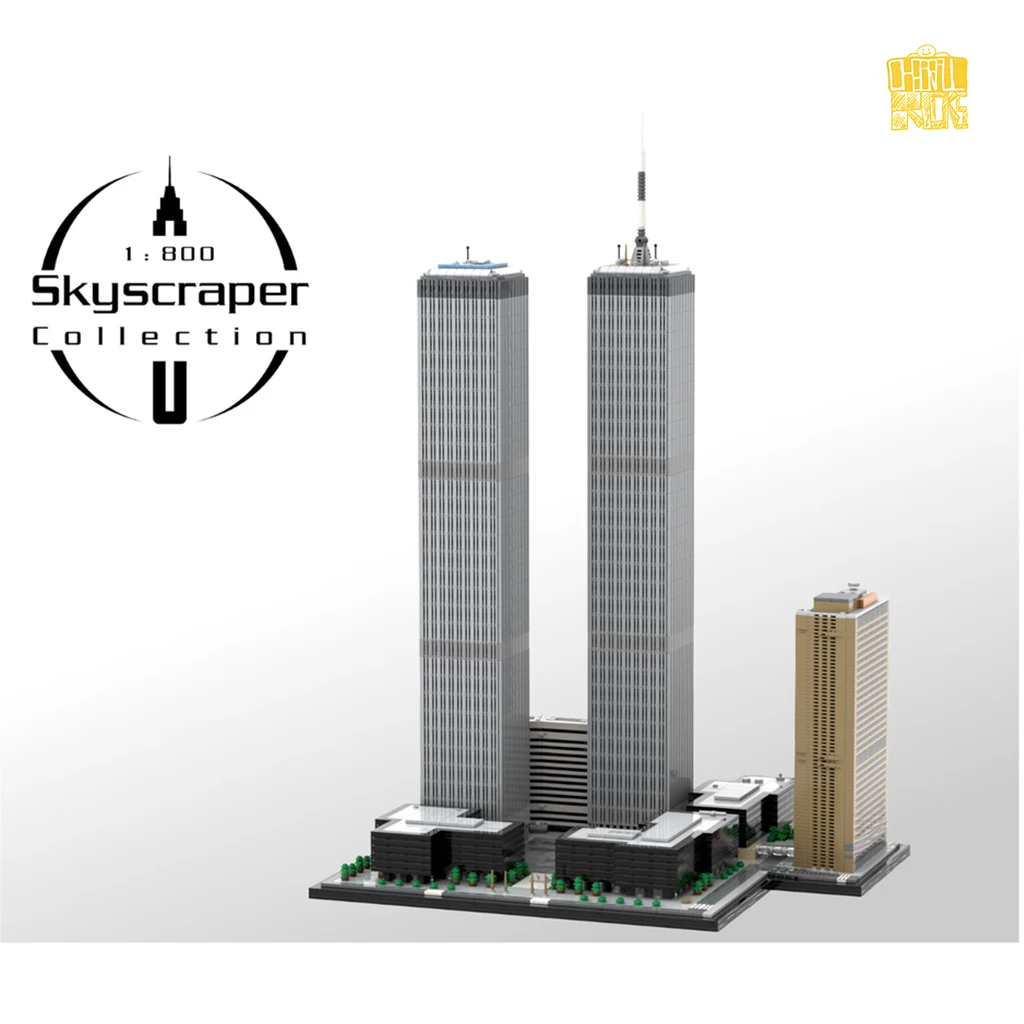 MOC TT021 World Trade Center Complex 1:800 Scale Model With PDF Drawings Building Blocks Bricks DIY Toys Birthday Christmas Gift