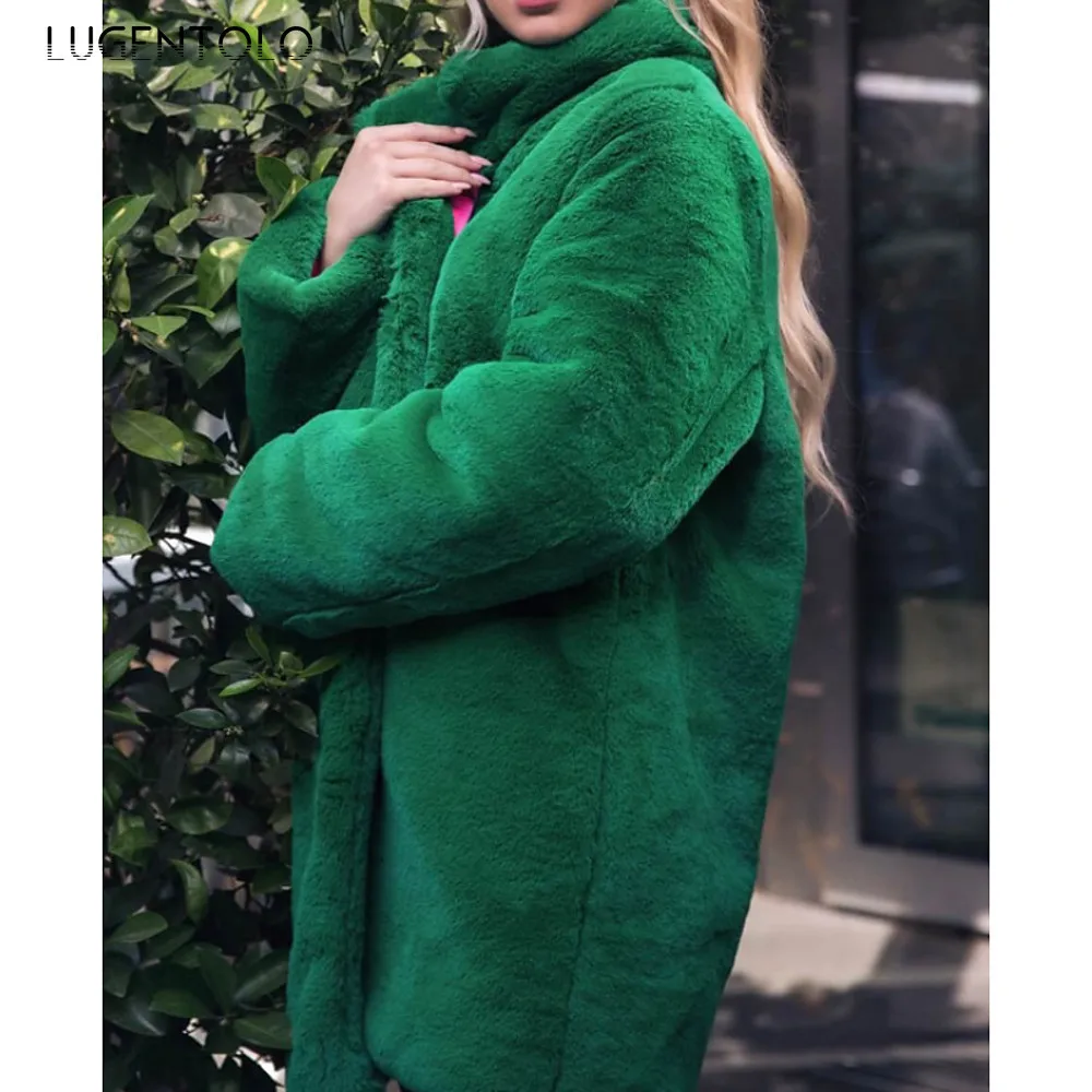 Women Faux Fur Winter Coat Warm Simple Solid Comfort Jacket Female Casual Loose New Fahsion Street Quality 2023 Clothing