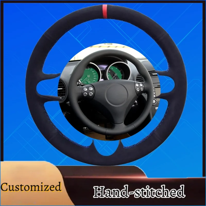 

Customized Hand-stitched Suede Leather Anti-slip Steering Wheel Cover For Mercedes Benz C SLK Class W203 R171 2004-2008