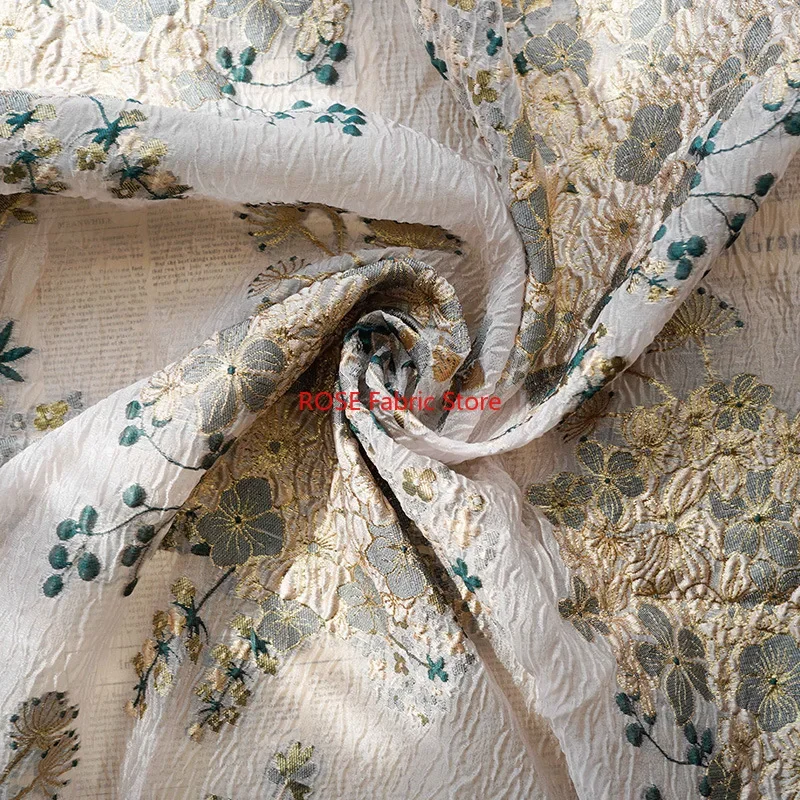 1 meter Khaki Micro Transparent Drape Yarn Dyed Fabric Fashion Dress Luggage Handbag Fabric