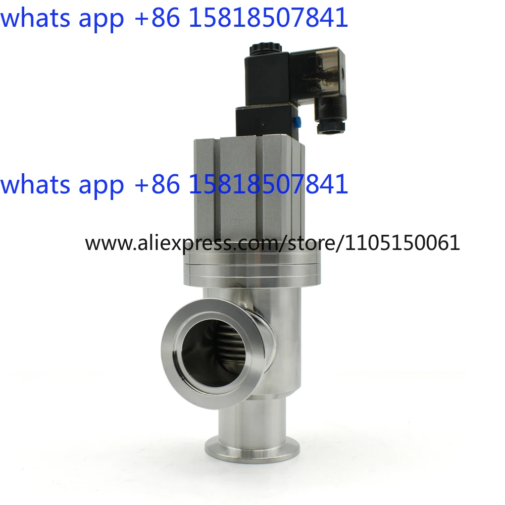 KF16 KF25 KF40 KF50 Vacuum Pneumatic Angle Valve 24V Y-shaped L-shaped SS304 Vacuum Flange Gas Safety Flapper Valve