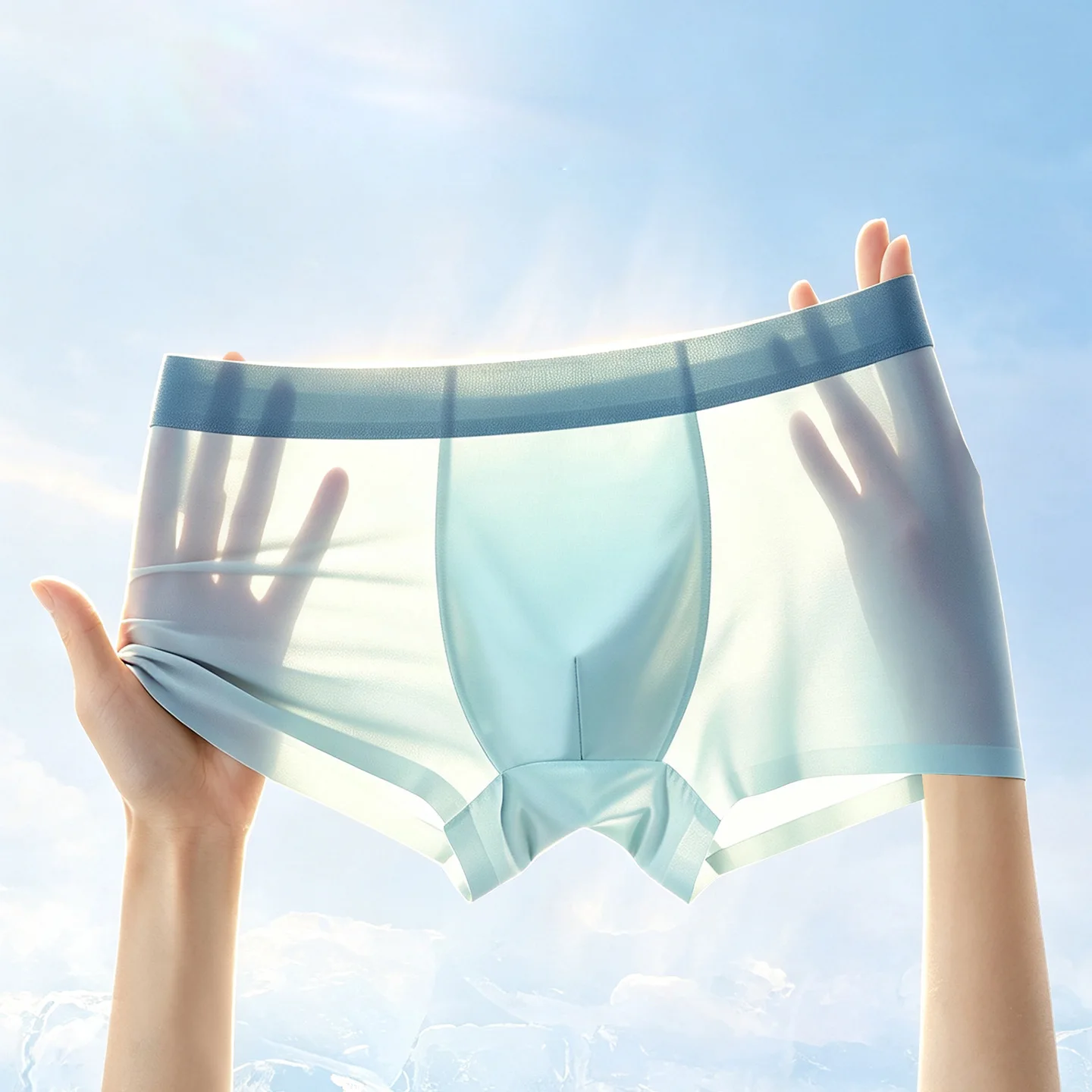 3-pack children's ice silk seamless underwear for boys in summer, thin design, medium to large size, antibacterial and breathabl