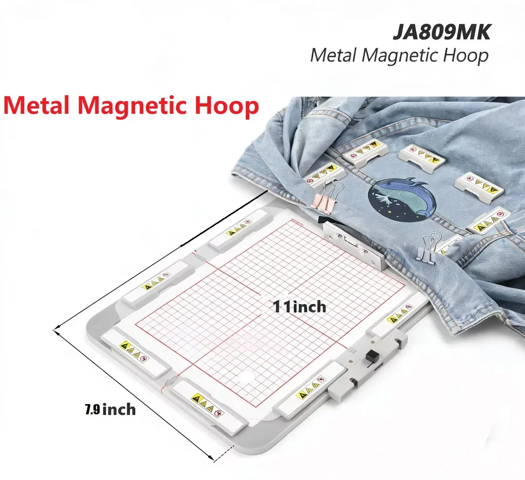 

Металлический магнитный пяльцевой круг для вышивальных машин Janome MC 500E, 450E, 550E с длинными магнитами, 7.9"x11" (200x280 мм)