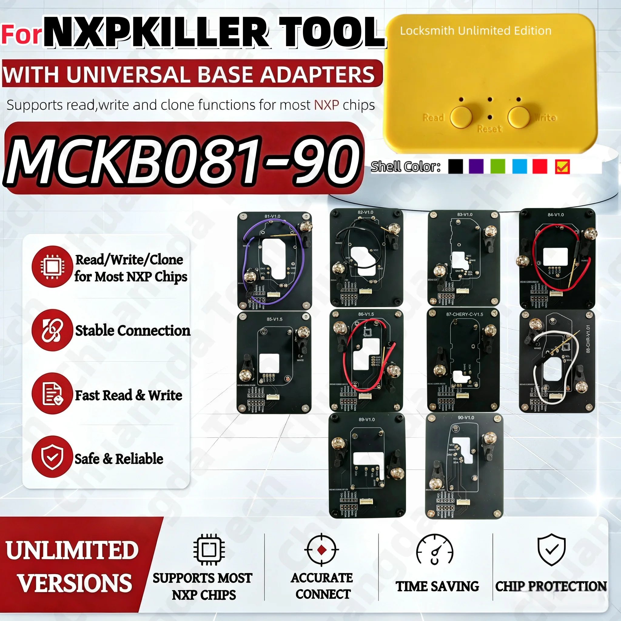 For Nxpkiller No.81-90 Adapter Compatible with Keydiy Xhorse Cg Kydz Device, No Welding Required for Reading and Writing, Programming Socket for Hyundai, Jetour, Chery, Byd, Changan
