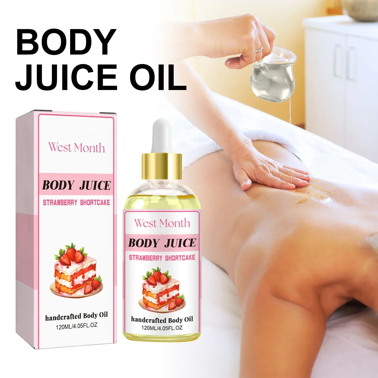 

Strawberry Flavor Body Oil Body Juice Oil Lubricant for Body Massage Oil Moisturizing Smoothing Brightening Skincare Fragrance