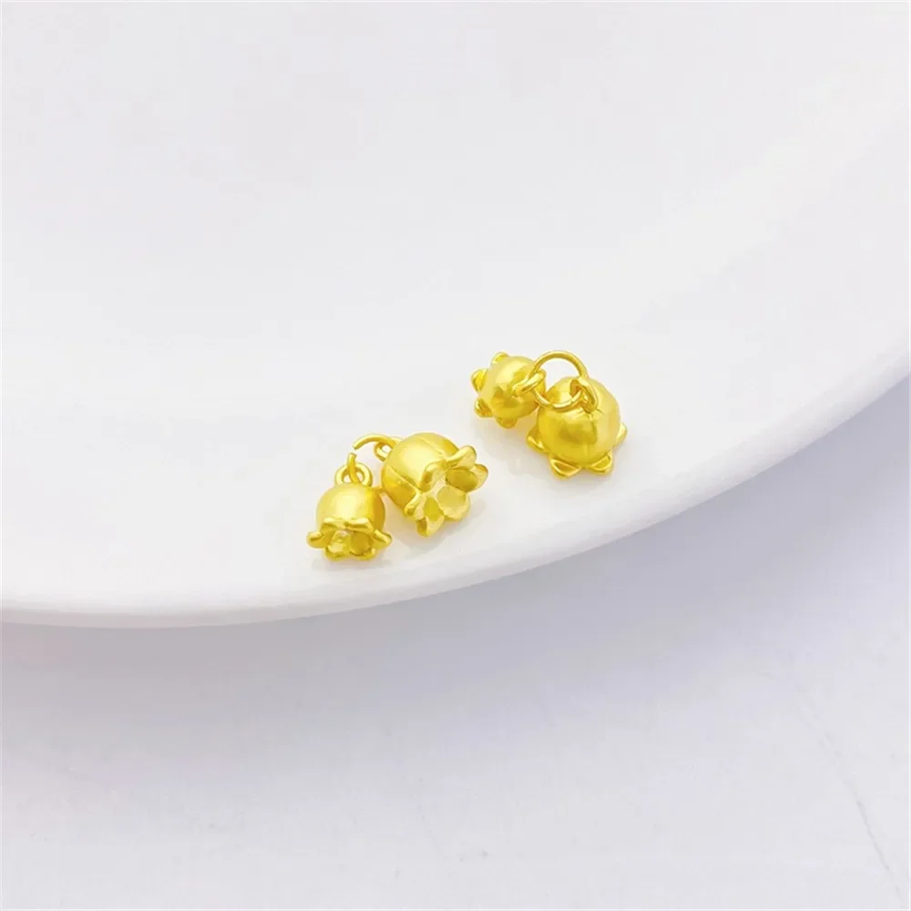 18k fosco ouro sino orquídea combinação charme pingente diy jóias suprimentos contas para colar pulseira artesanato acessórios