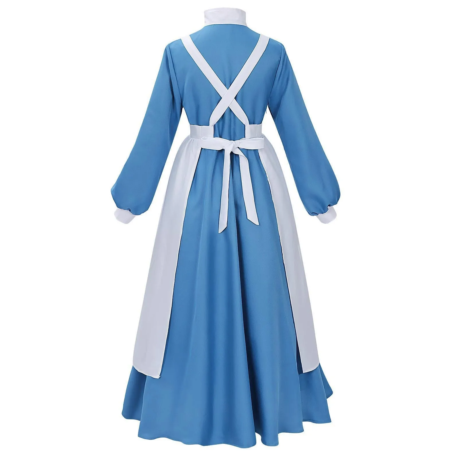 Damen Krankenschwester Nonne Kostüm mit Puffärmeln und weißer Schürze, Gothic Halloween Horror Party Cosplay Event Kirchen-Thema Outfit – Detail 5