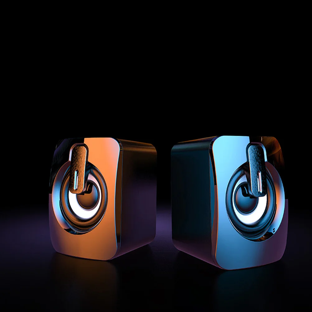 

1Pair Wired Gaming Speakers USB-Powered Computer Audio 3.5mm Jack Compact Desktop Sound System for Laptop Pc Office Home Decor