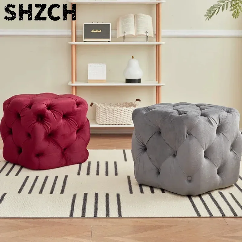 Modern Faux Leather Ottoman Bench Upholstered Footrest Stool for Bedroom or Living Room Contemporary Design by Studio