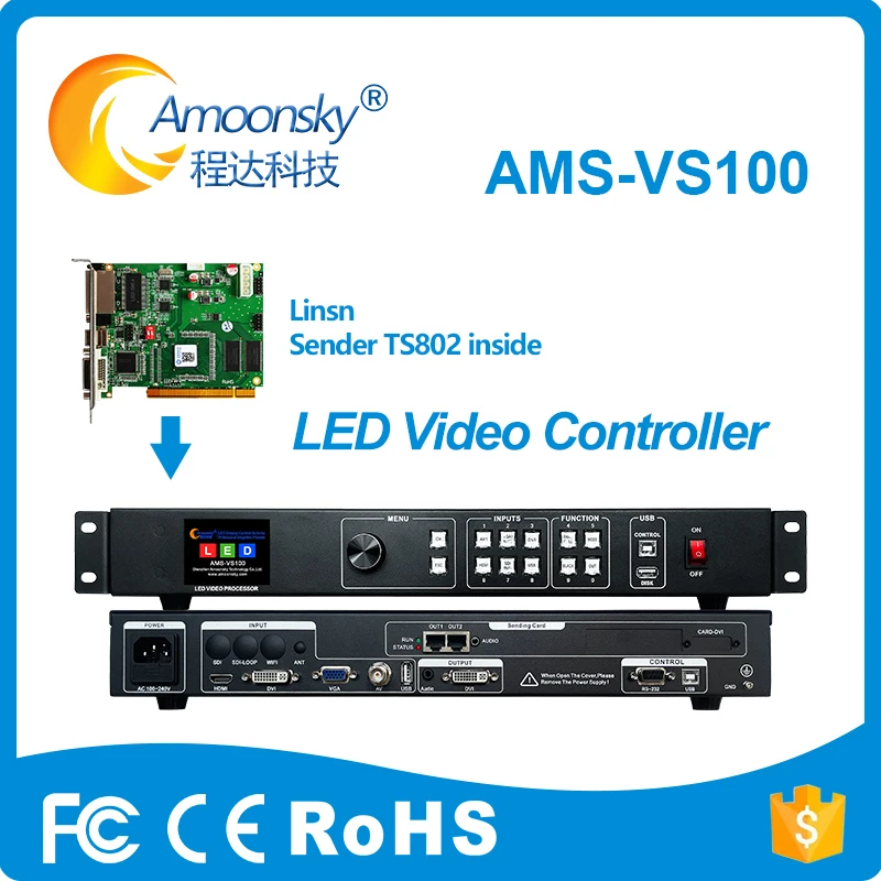 AMS-VS100 5-Input LED Video Controller HD Seamless Switcher with Audio Sync and Signal Detection for Led Displays