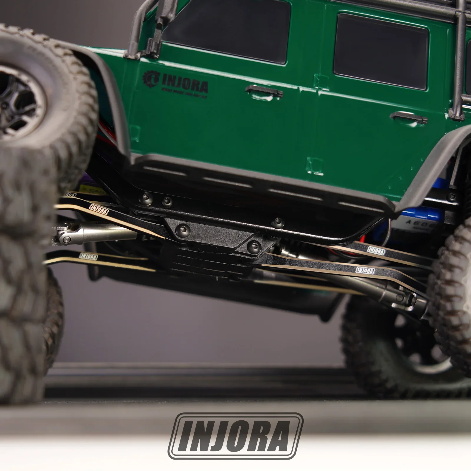 INJORA 48g Black Coating Brass High Clearance Chassis Links Set for 1/18 RC Crawler TRX4M Upgrade Parts (4M-45)