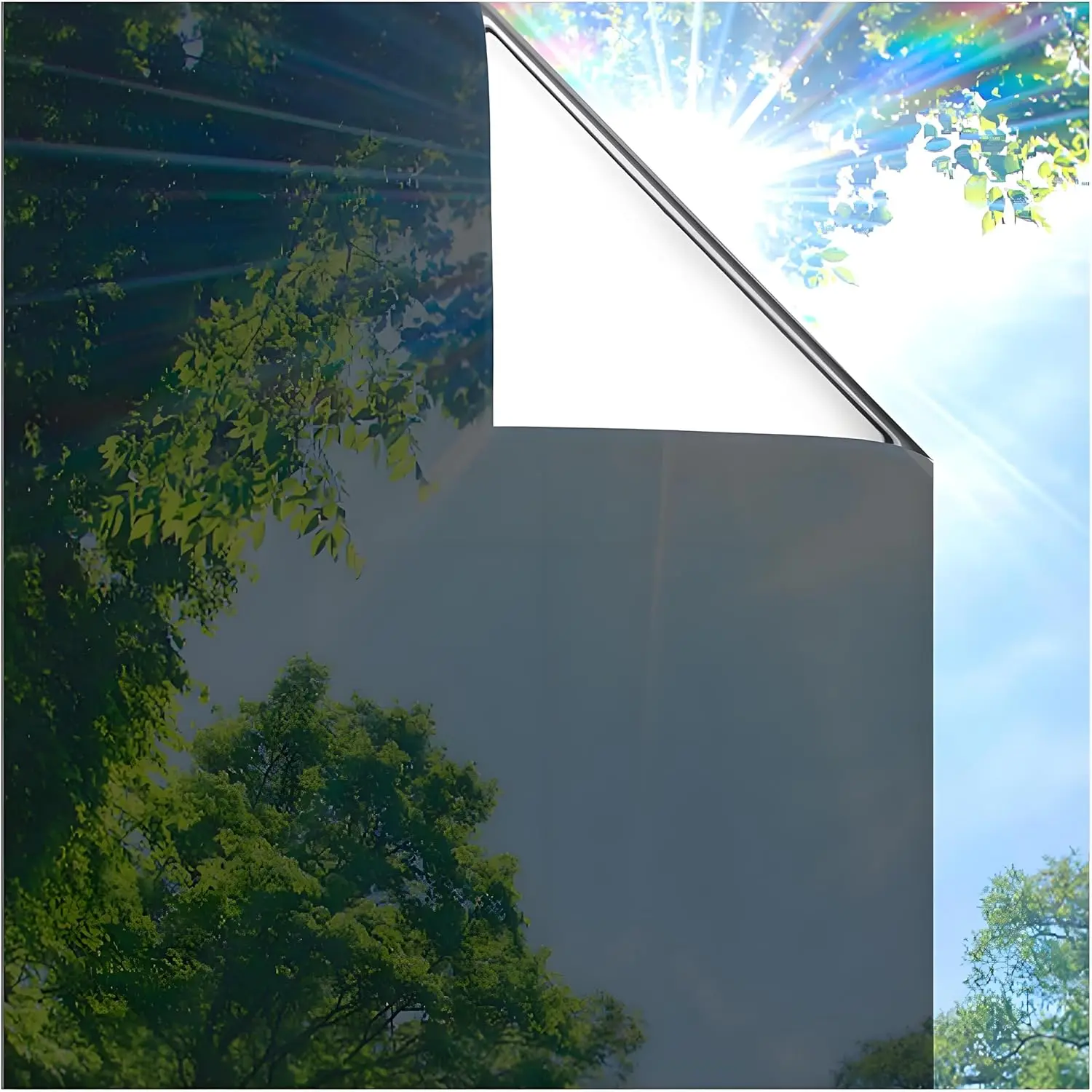 

One Way Privacy Window Film, Heat Control Sun Blocking Reflective Tint for Home Office, Anti UV Static Cling (Black, 35.4x6.5ft)