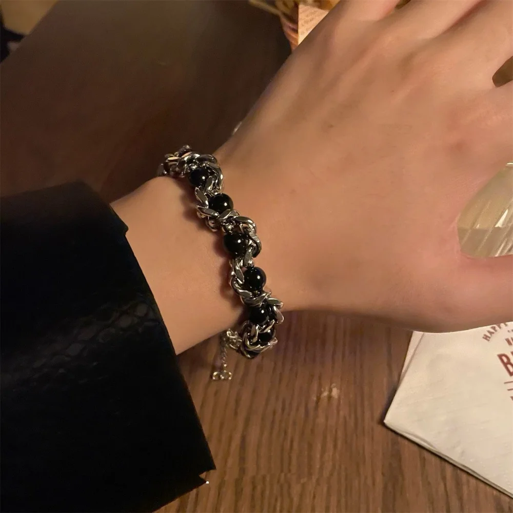 Edelstahl Perlen Kette Armband Für Frauen Männer Trend Silber Farbe Y2K Hip Hop Schmuck Geschenk Freunde Liebhaber Zubehör