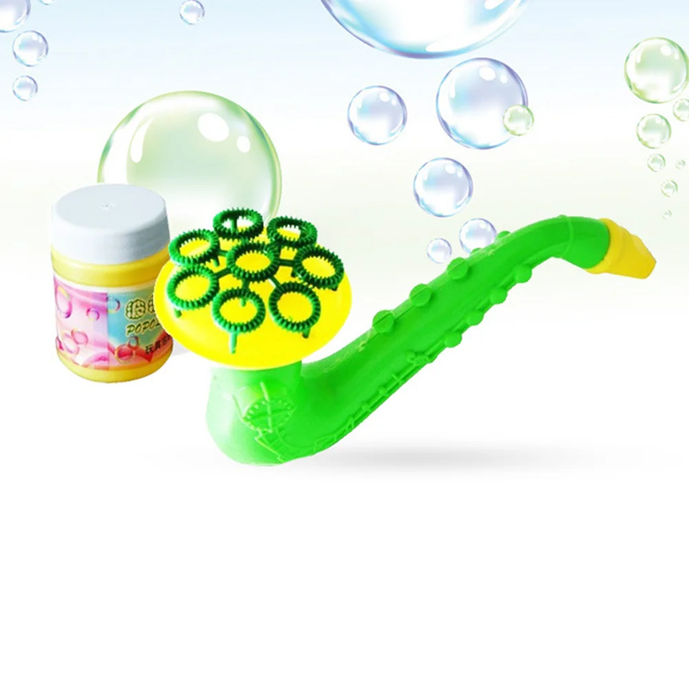 ماكينة صنع الفقاعات الصغيرة المحمولة على شكل قرن منفاخ فقاعات بلاستيكي كرتوني للأطفال لوازم الحفلات الخارجية فقاعات متغيرة ملونة