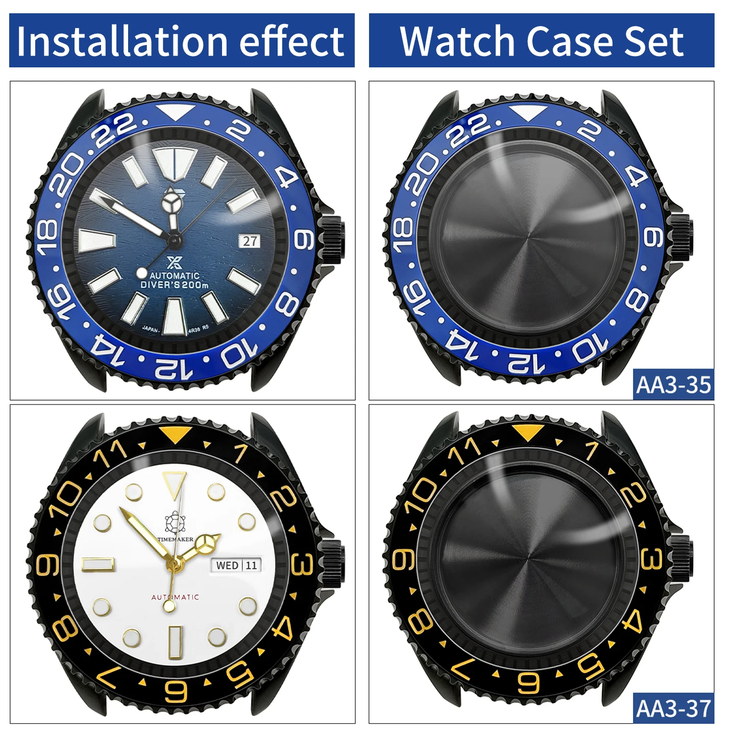 SKX ساعة سوداء مجموعة علبة وزارة الدفاع ل SKX007 009 لامعة إنهاء الصلب يناسب NH35 NH36 حركة الفصل حلقة تاج الحافة العلبة الخلفية أجزاء