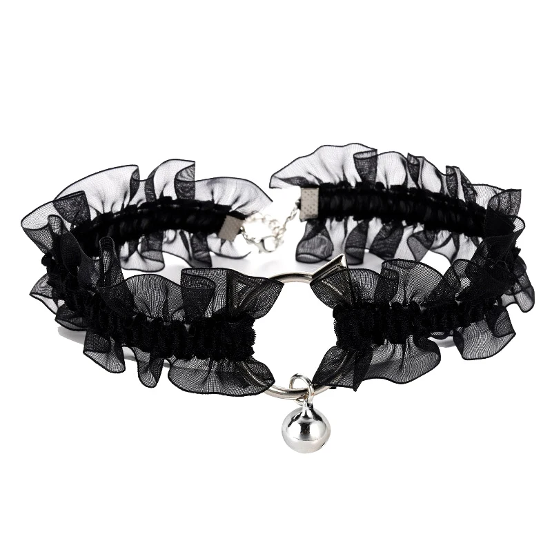 Verstellbare Spitze Halsreif mit Glocke süße süße Gothic Choker Halsketten Kragen für Frauen Mädchen Mode Cosplay Party Schmuck