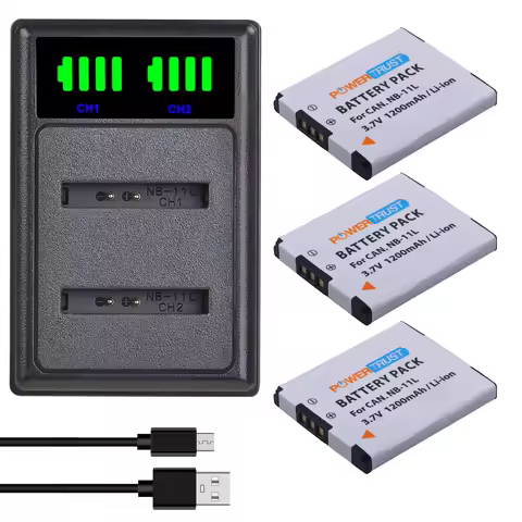 PowerTrust NB-11L NB-11LH Battery+LED Dual Charger for Canon A2400 A2500 A2600 A3400 A3500 A4000 IS ELPH 320 340 350 HS IXUS 185