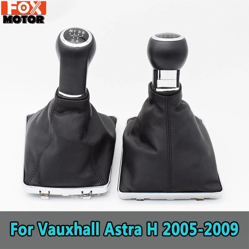 5 / 6 Speed Car Gear Shift Knob With Leather Boot Cover For Opel Vauxhall Astra H 2005 2006 2007 2008 2009