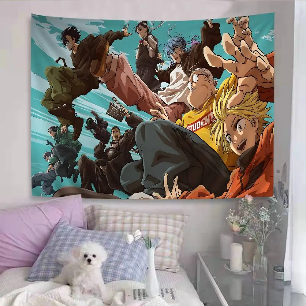 S-Sakamoto Days Anime Printed Large Wall Tapestry Indian Buddha Wall Decoration Witchcraft Bohemian Hippie Decor Blanket