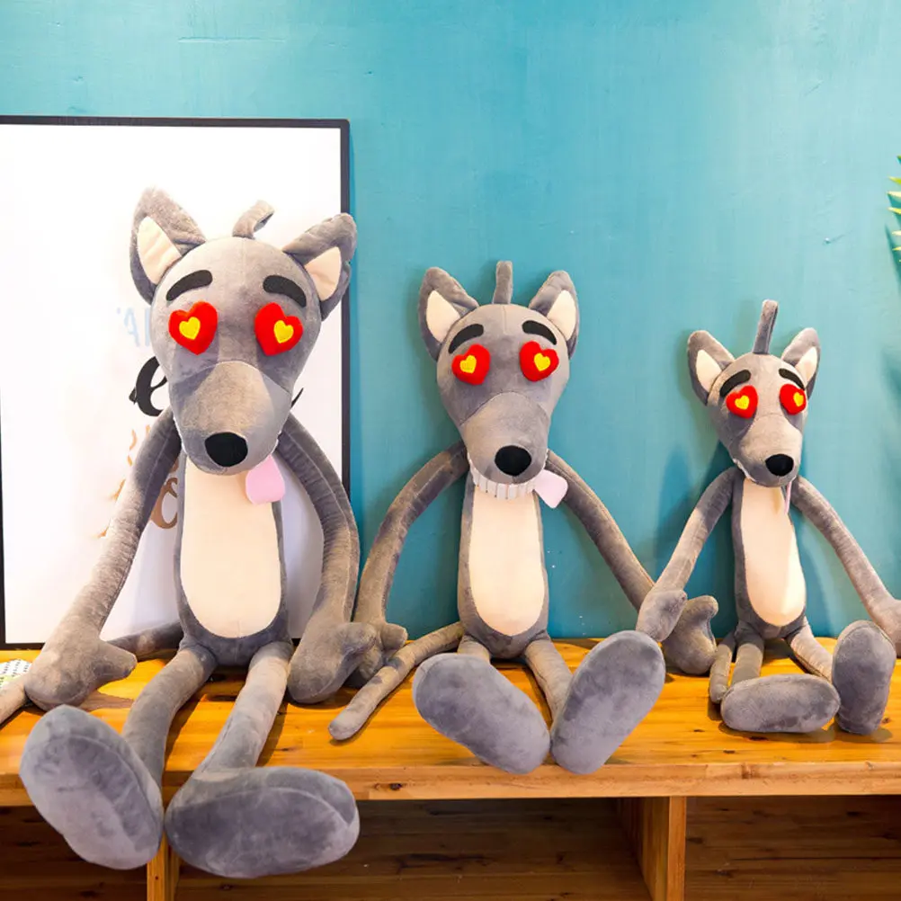 

1Pcs Gray Wolf Shaped Soft Stuffed Animal High Resilience PP Cotton Filled Comfort Pillow Home Decor Living Room Car