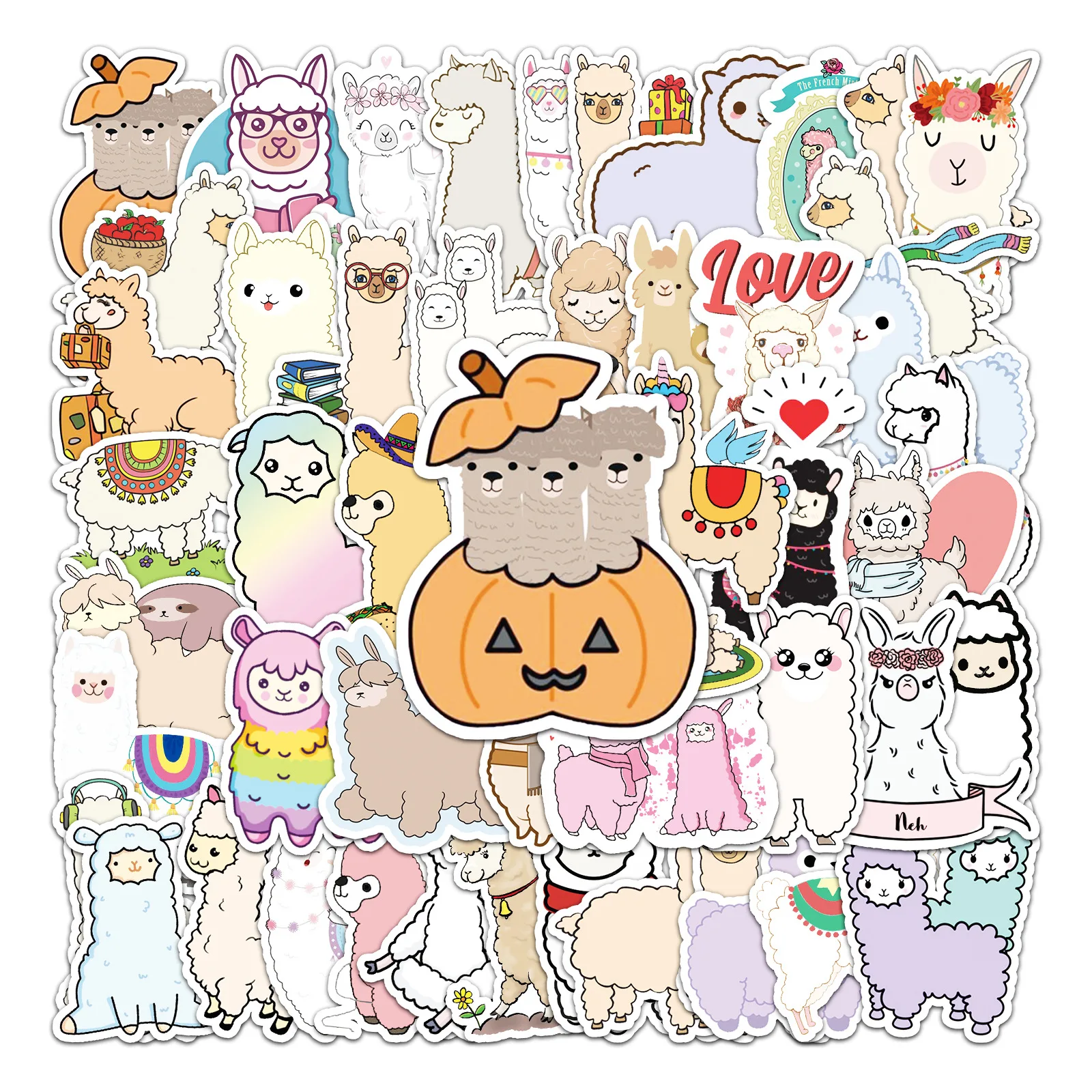 50Pcs Cute Alpaca Series Graffiti Stickers Suitable for Laptop Helmets Desktop Decoration DIY Stickers Toys Wholesale