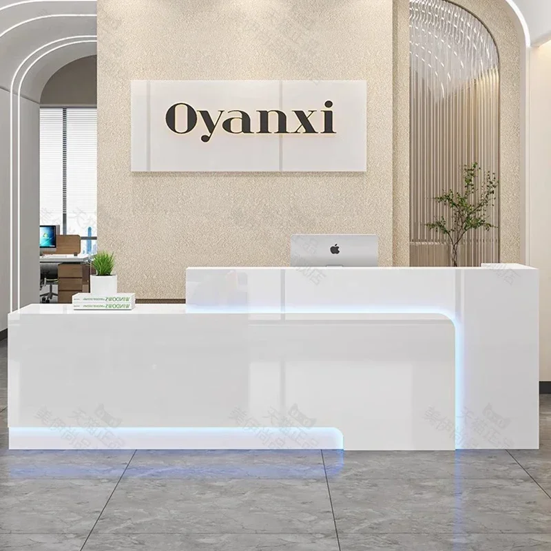 

Luxury Trendy Reception Desks Exquisite Cozy Elegant Design Reception Desks Simple Style Recepción Negocio Commercial Furniture