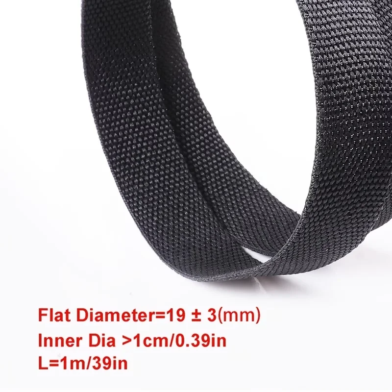 2:1 Heat Shrink Braided Cable Sleeves, 2:1 Ratio Heat Shrinkable Cord Protector, Wear‑Resistant Flat Woven Tubing for Wire