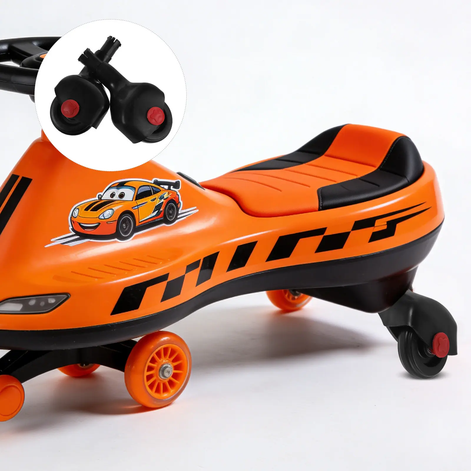 2Pcs Wiggle Car Plastic Wheels Back Wheel Set for Kids Ride Carts Smooth Rolling Bearings Enhanced Grip Indoor Outdoor Stability