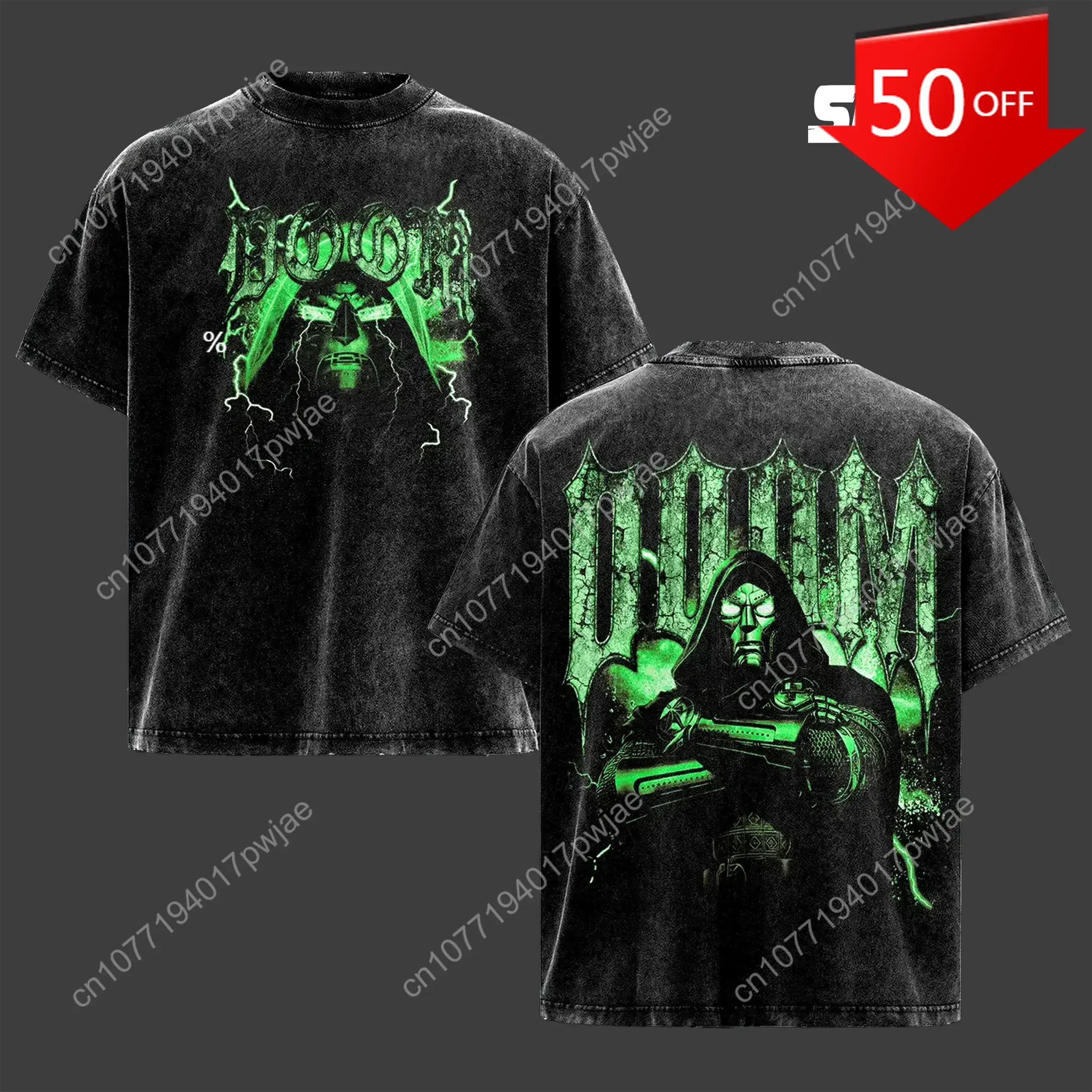 

Marvel The Savage - Doctor Doom Vintage Washed Graphic T Shirt Dark Comic Villain Streetwear Tee Retro Superhero Style Shirt for