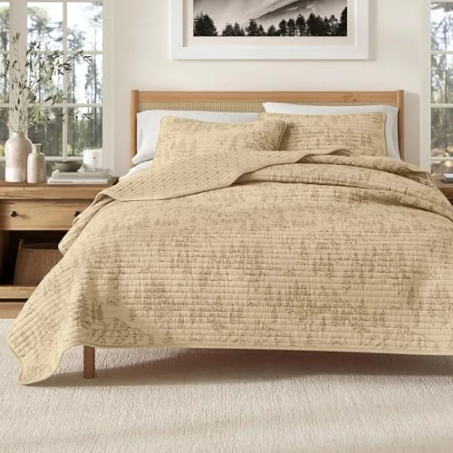 

Lodge Quilt Set - 3-Piece Size Rustic Bedding Set - Lightweight All-Season Reversible Bedspread
