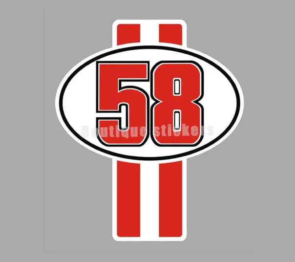 Bumper Car Stickers Scratches Blocking No. 58 Rider Simoncelli  Motorcycle Personality Modification Vinyl Stickers Waterproof