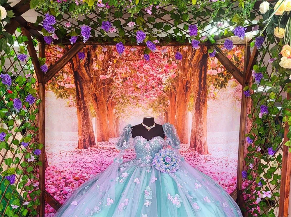 Princess Quinceanera Dresses Ball Gown Long Sleeves Tulle Floral Sweet 16 Dresses 15 Años Mexican