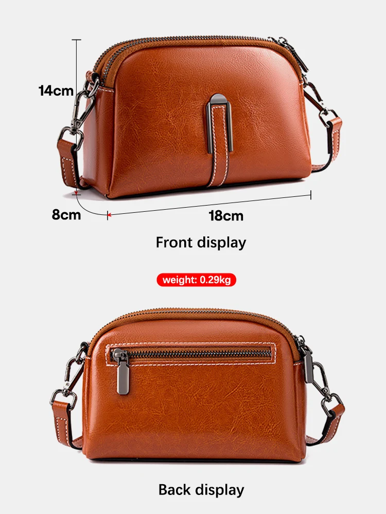 Zency 100% Oil Wax Top Leather Small Crossbody Bags For Women Fashion Designer Shoulder Bag For Phone Handbag Purse Messenger