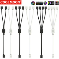 COOLMOON 1 To 2/3/4 ARGB Chassis Fan Splitter 5V 3PIN Connector Motherboard Extension Cable Tensile Resistant for Computer 2/1pc