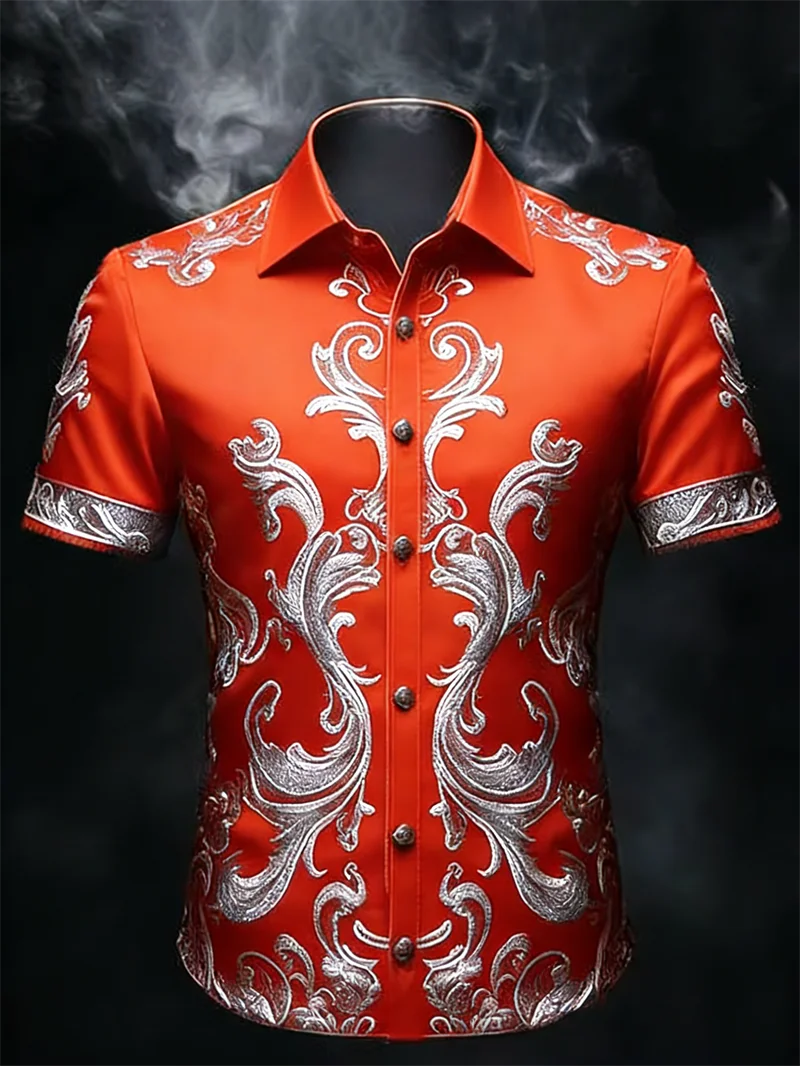 

Новая мужская повседневная рубашка с коротким рукавом и воротником, модная свободная удобная рубашка с 3D-принтом, быстрая доставка