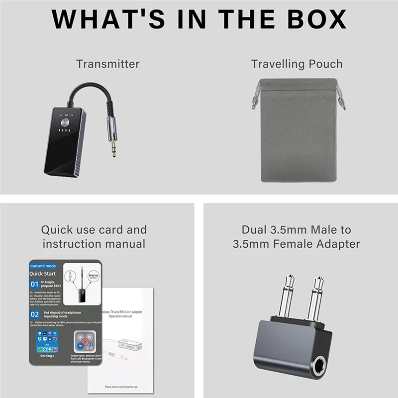 Transmissor PHILE-Bluetooth 5.2, baixa latência, entrada AUX de 3,5 mm e receptor Bluetooth - Adaptador de áudio sem fio