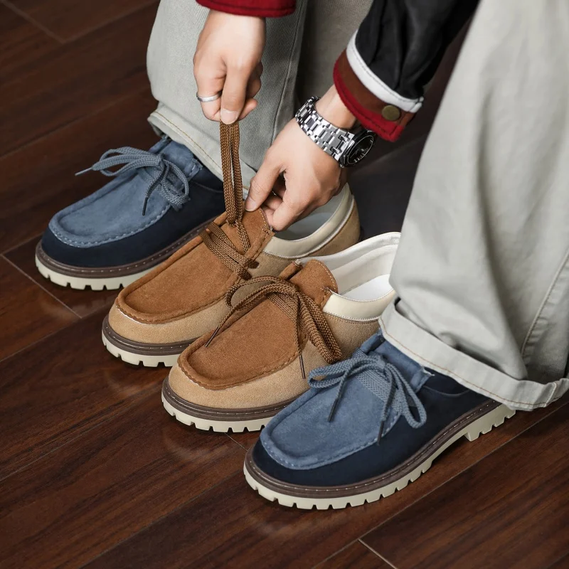 2025 New Thick Soled Comfortable Casual Sports British Low Cut Comfortable Trendy Retro Men's Shoes Niche Splicing
