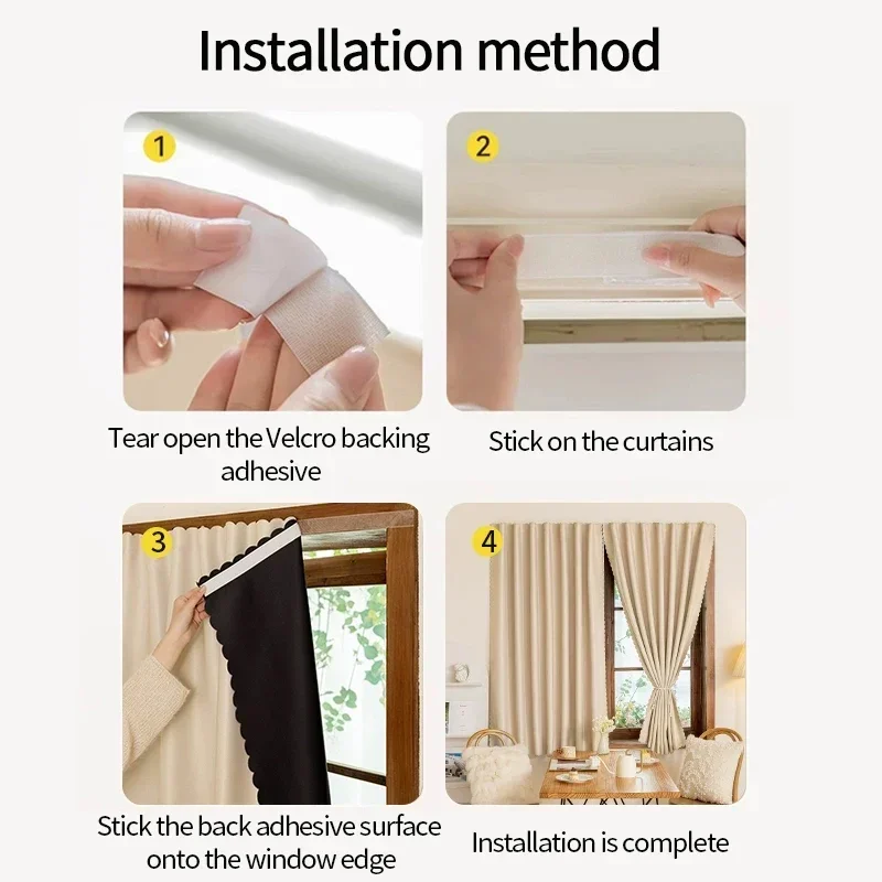 100% ستارة التعتيم تأجير نافذة المنزل قماش للتظليل الباب قماش الحماية من الشمس لا اللكم شريط لاصق ذاتي سهل التركيب #6