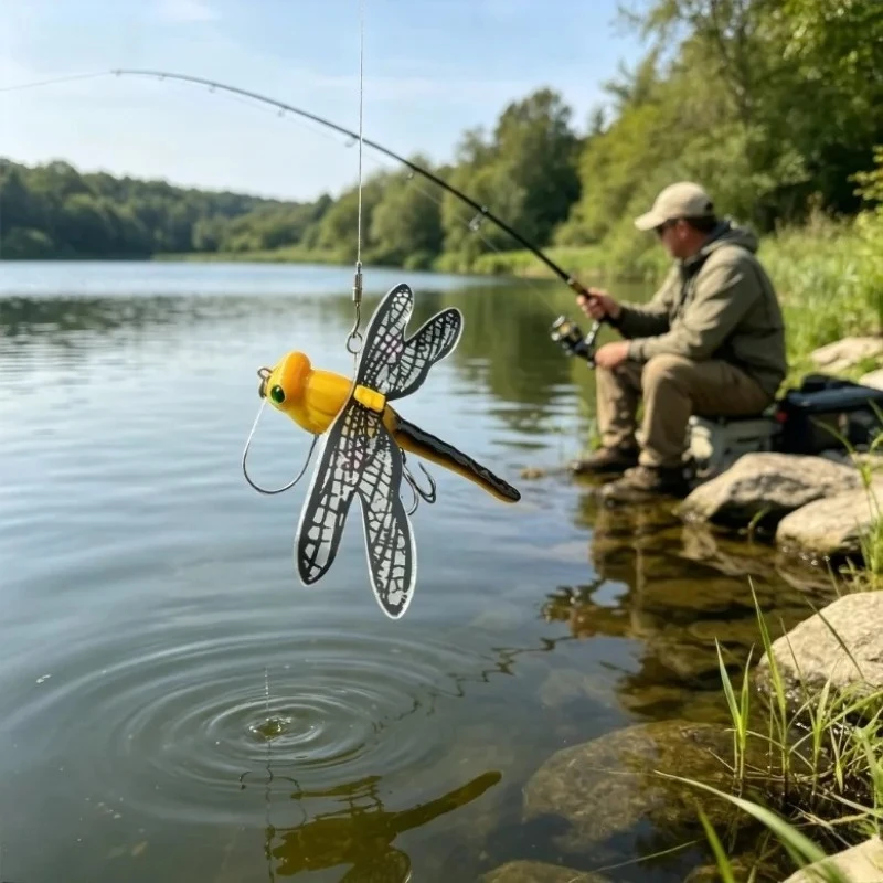 1Pc Topwater Dragonfly Dry Flies Insect Fly Fishing Lure 6.2g 75mm Trout Popper Artificial Bait Wobblers For Trolling Hard Lure