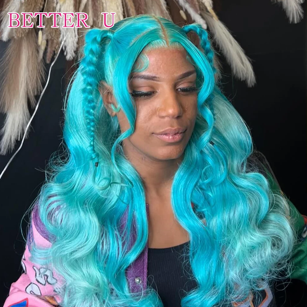 Glueless Wig Human Hair Ready To Wear Blue Hd Lace Front Pre-Stretched Wig Transparent Lace Front Wig High Gloss Wig Body Wave