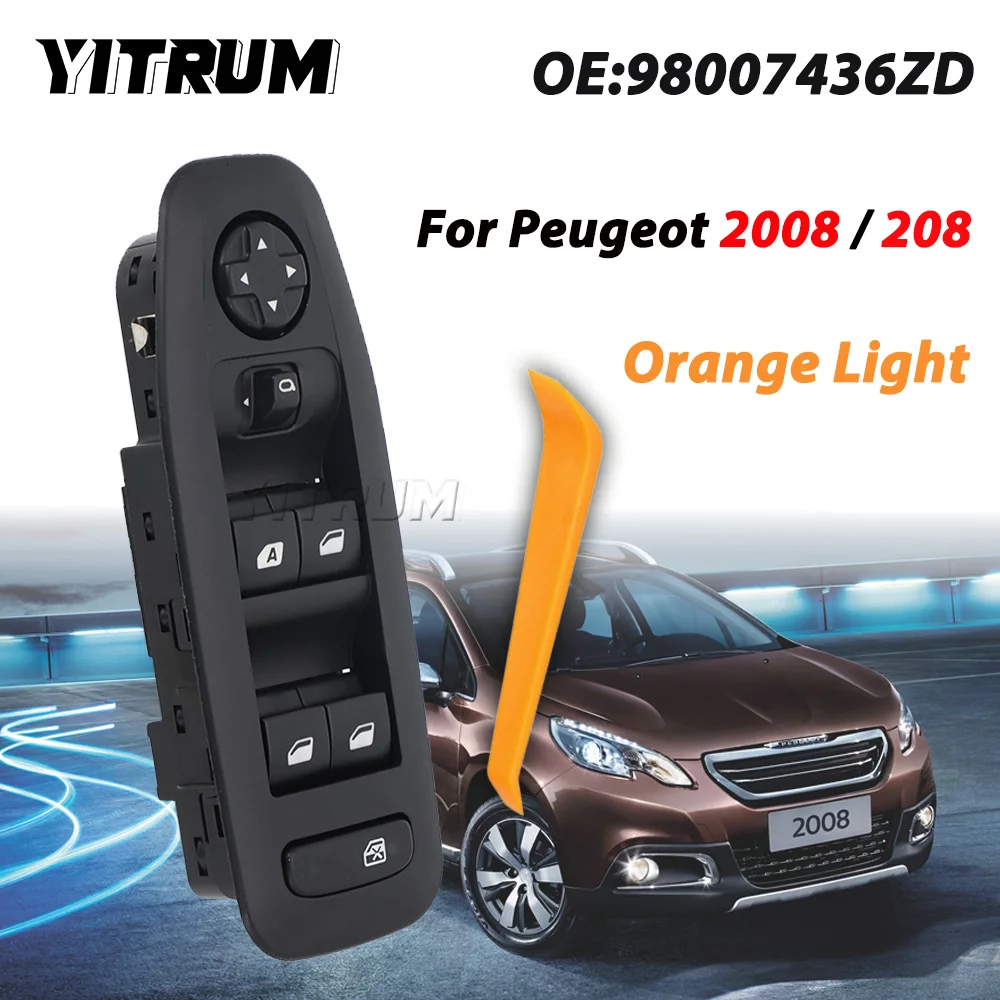 YITRUM 16+8Pins For Peugeot 208 2008 2015-2020 Manual Fold Electric Master Power Window Switch Glass Lifter Button 98007436ZD